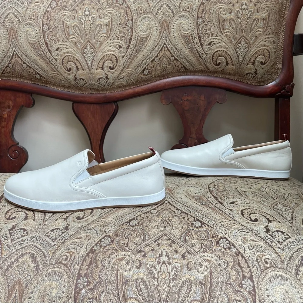 New Bally Hinka Bone White Lamb Leather Slip On Loafer Sneakers Size 10 NWOB